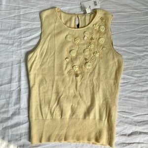 Floral Embroidered Yellow Sleeveless Top